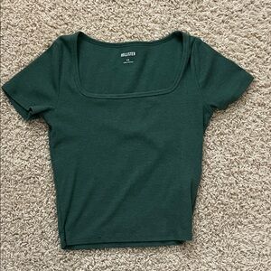 Hollister Women's Dark Green Square Neck baby tee